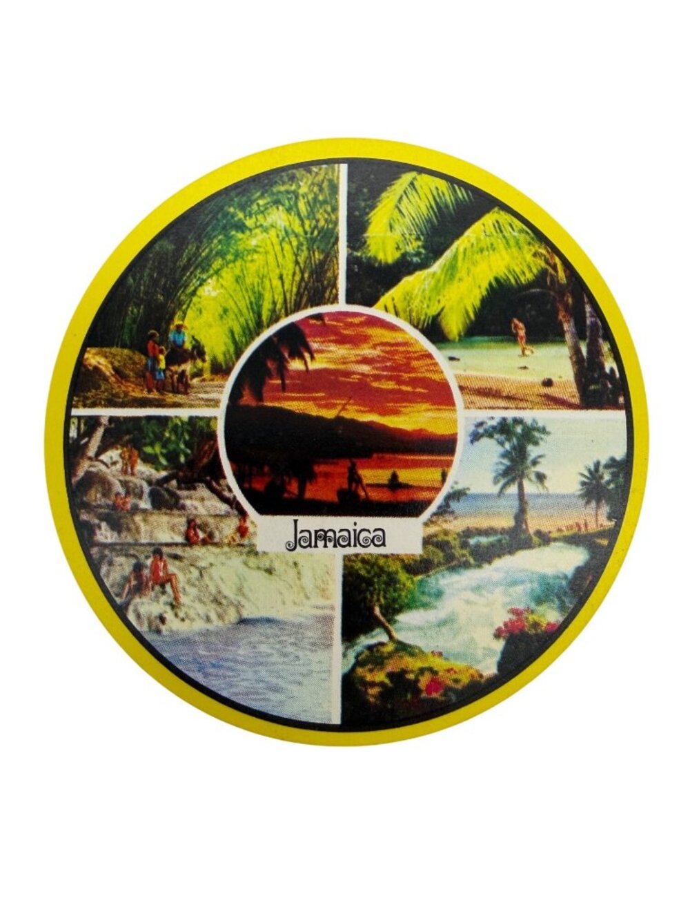 Vintage Round Playing Cards Jamaica Souvenir Deck Hong Kong WPP w/ Plastic Case - Picture 3 of 8